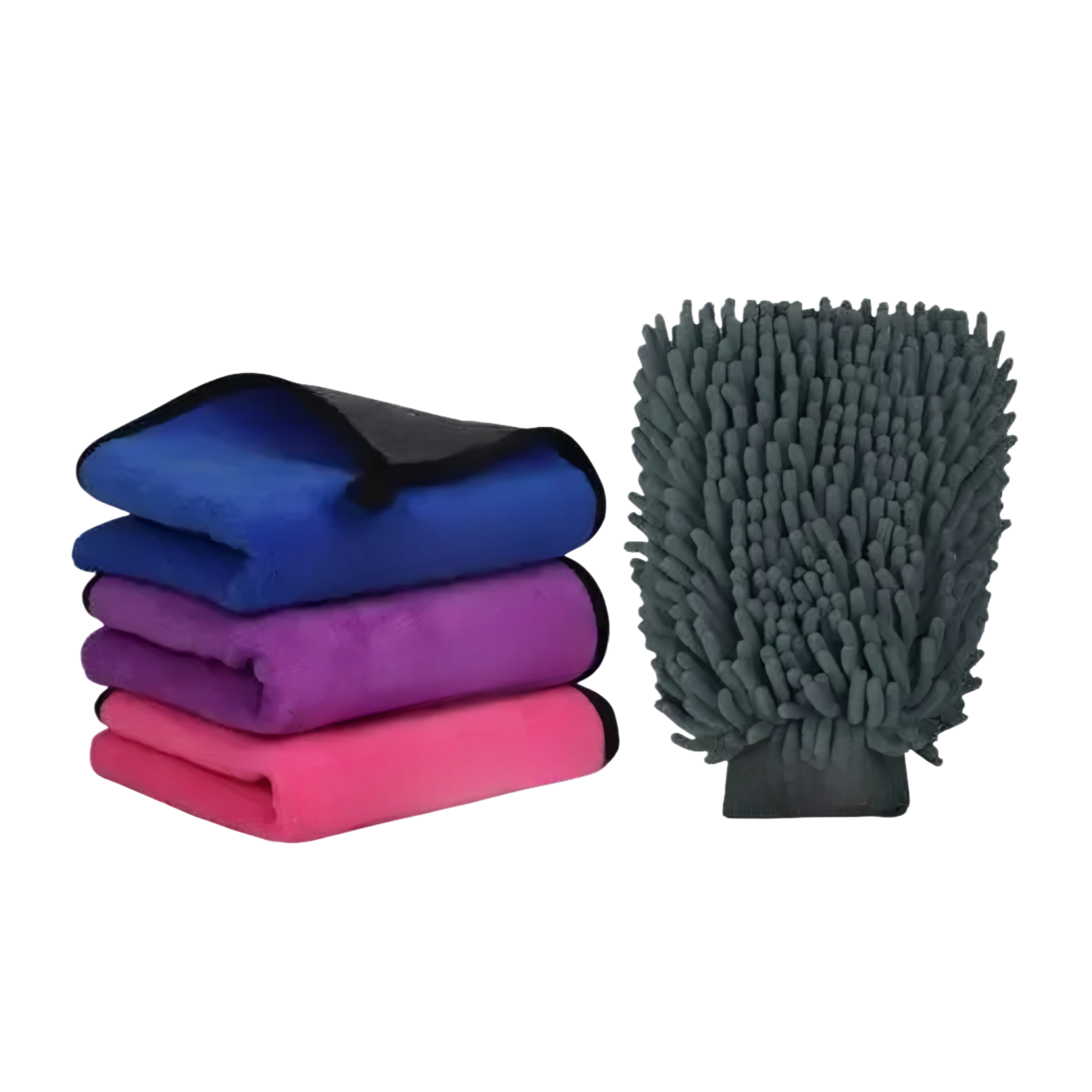 600 GSM Microfiber Car Cleaning Towels with Gloves – Pack of 4 (Multicolor)